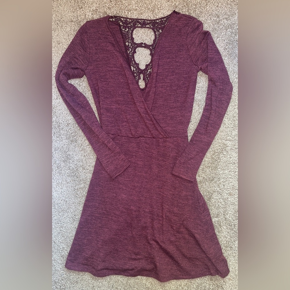 Maroon Long-Sleeve Dress